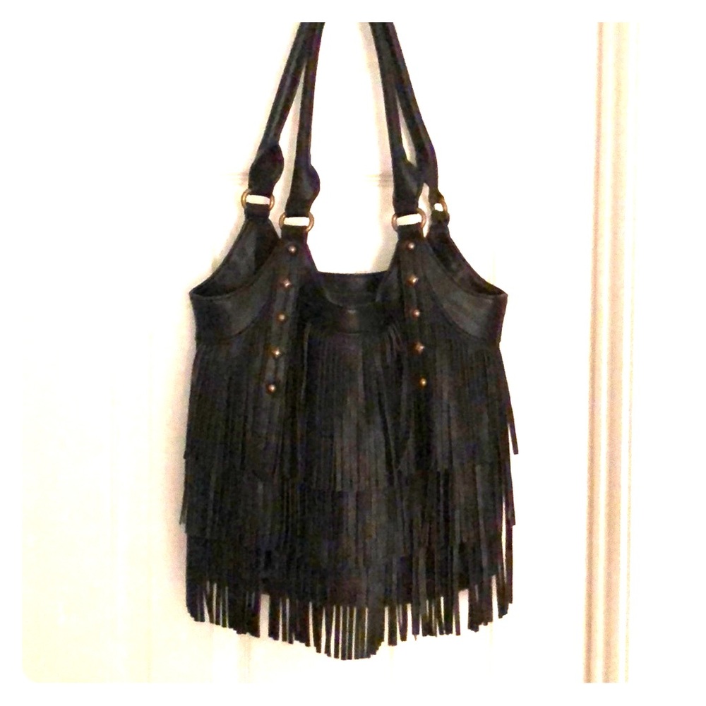 Fringed boho black purse